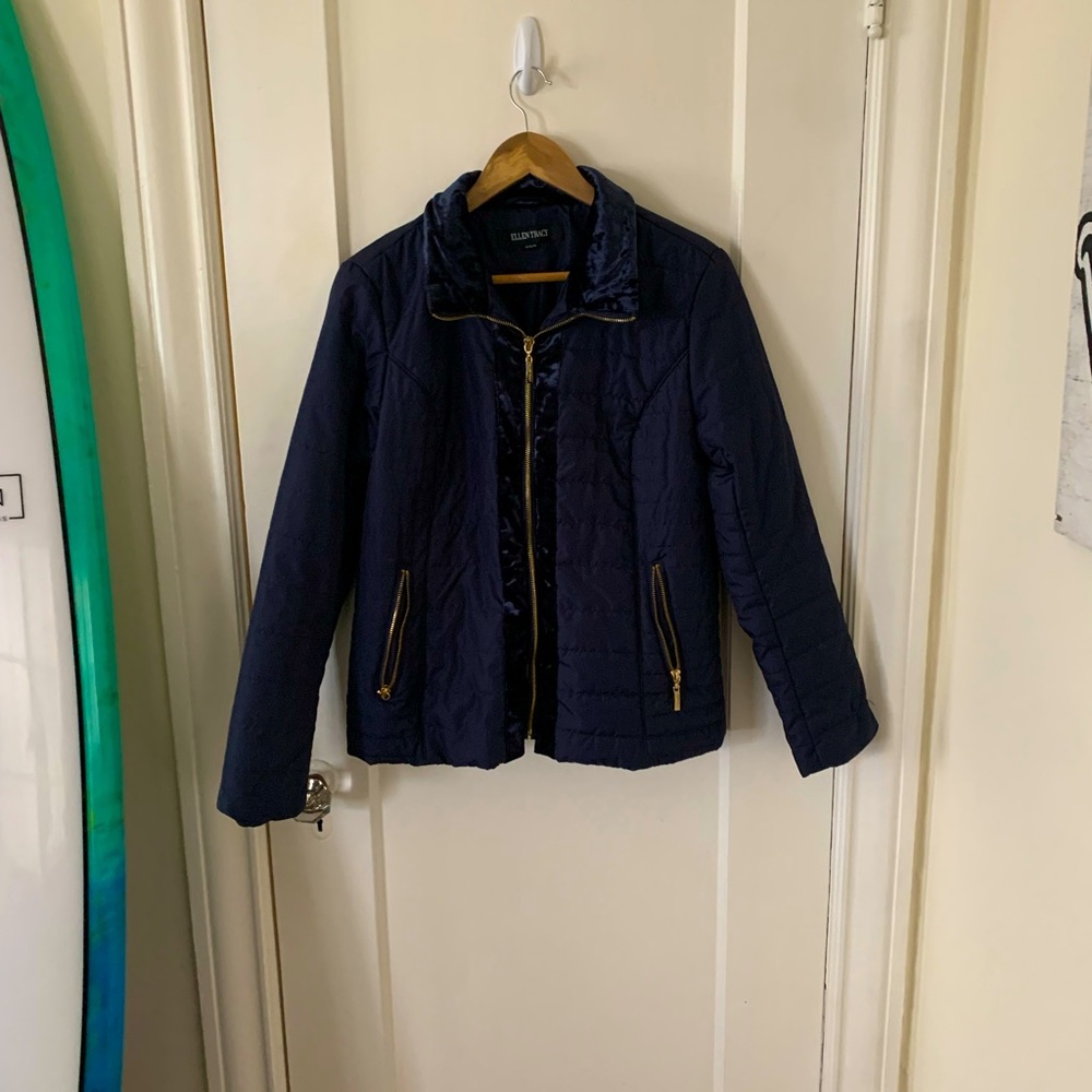 Bomber jacket with velvet trim